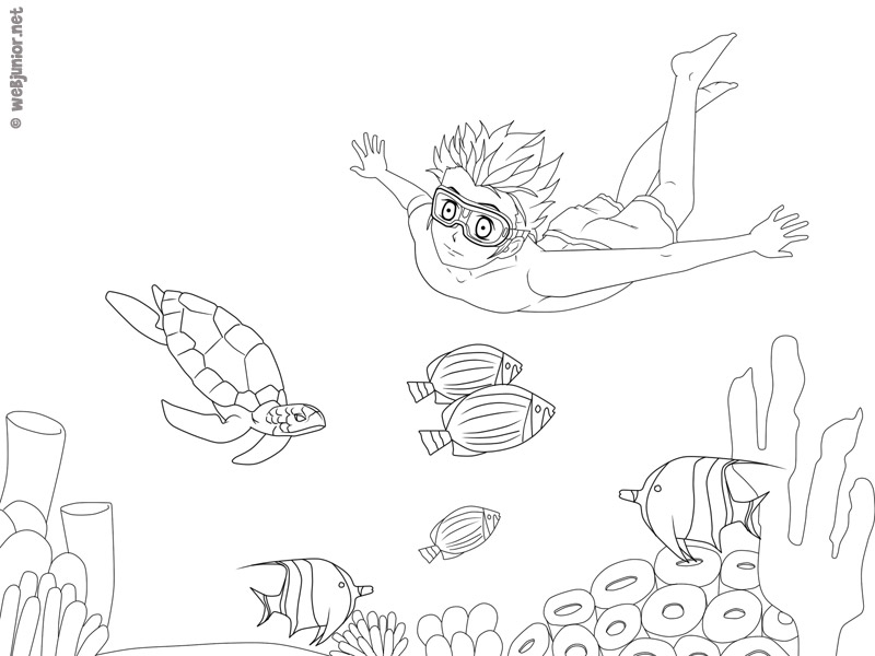 Coloriage Plongeur Sous Marin