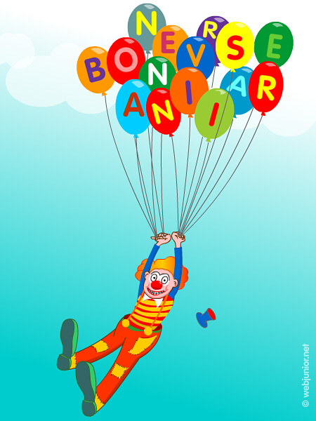 Carte Virtuelle Le Clown Volant Pour Enfant Envoyer Carte D Anniversaire